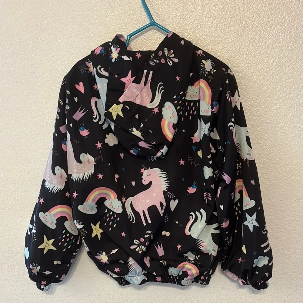 Kids Unicorn Print Black Jacket‎